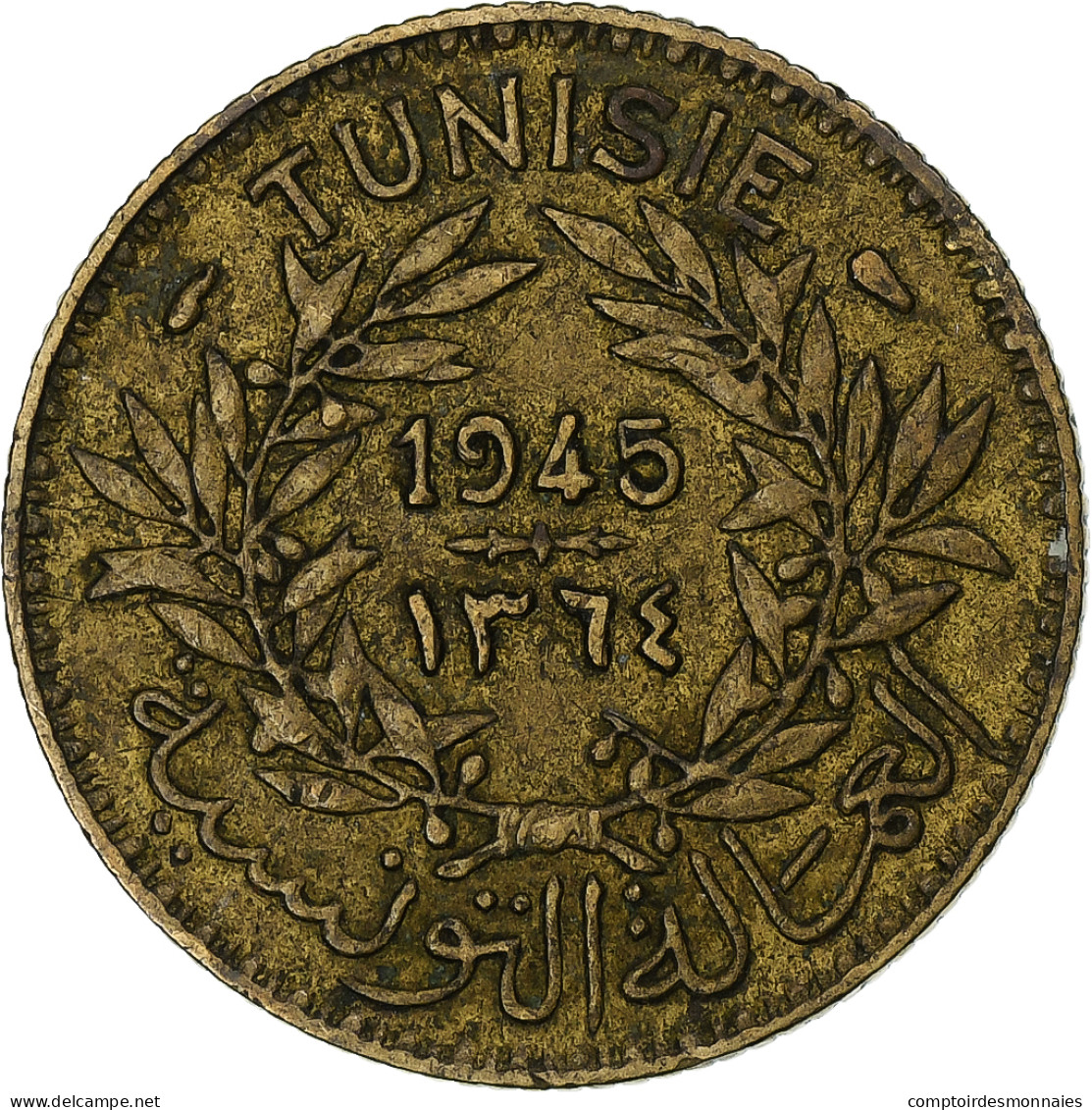 France, Tunisie, Muhammad VI, Franc, 1945, Paris, Bronze-Aluminium, TTB, KM:247 - Autres & Non Classés