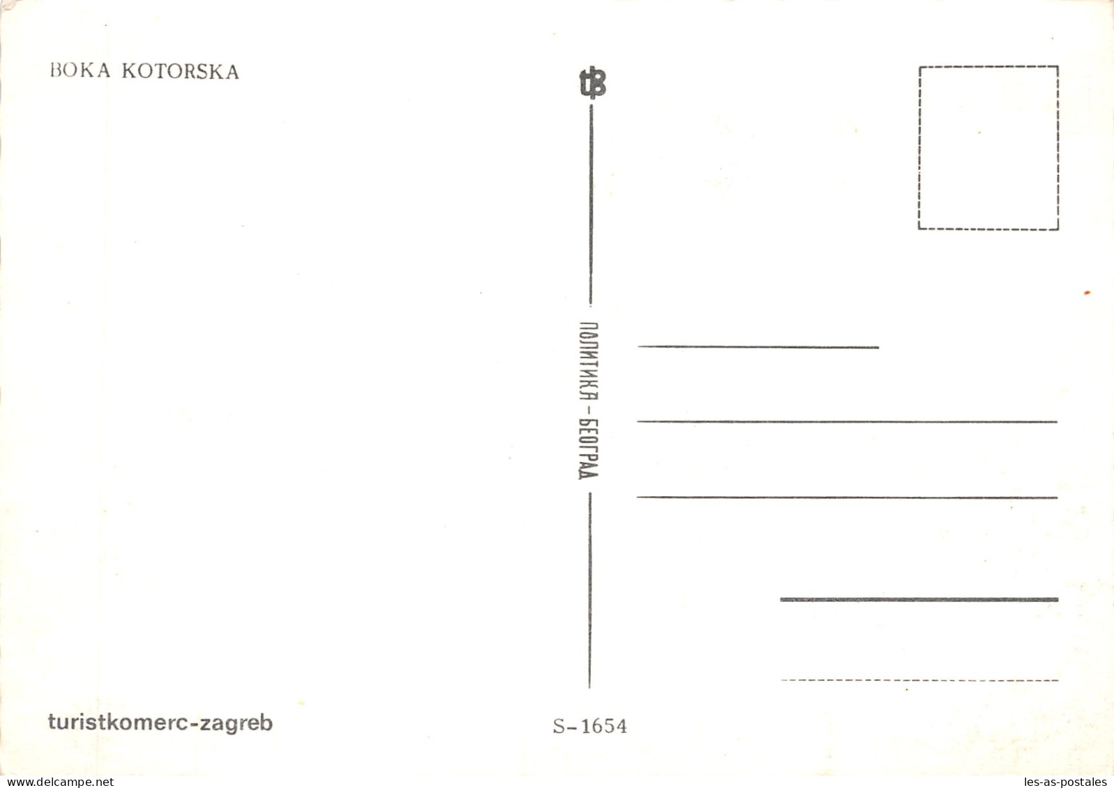 JUGOLAVIJA ZAGREB BOKA A KOTORSKA - Yougoslavie