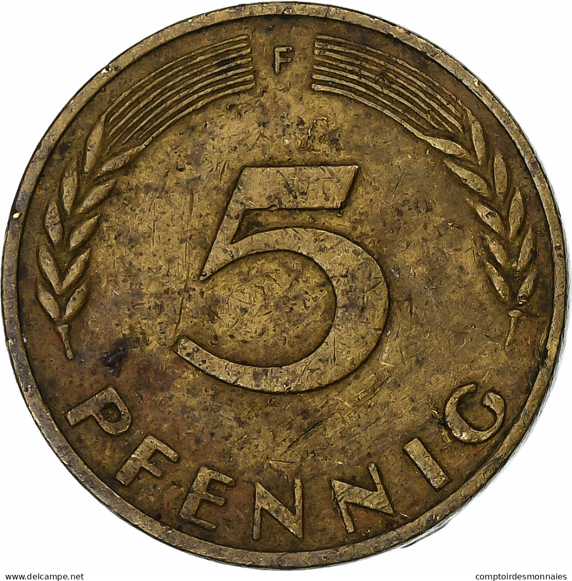 Allemagne, 5 Pfennig, 1950, Stuttgart, Brass Clad Steel, TB+, KM:107 - 5 Pfennig