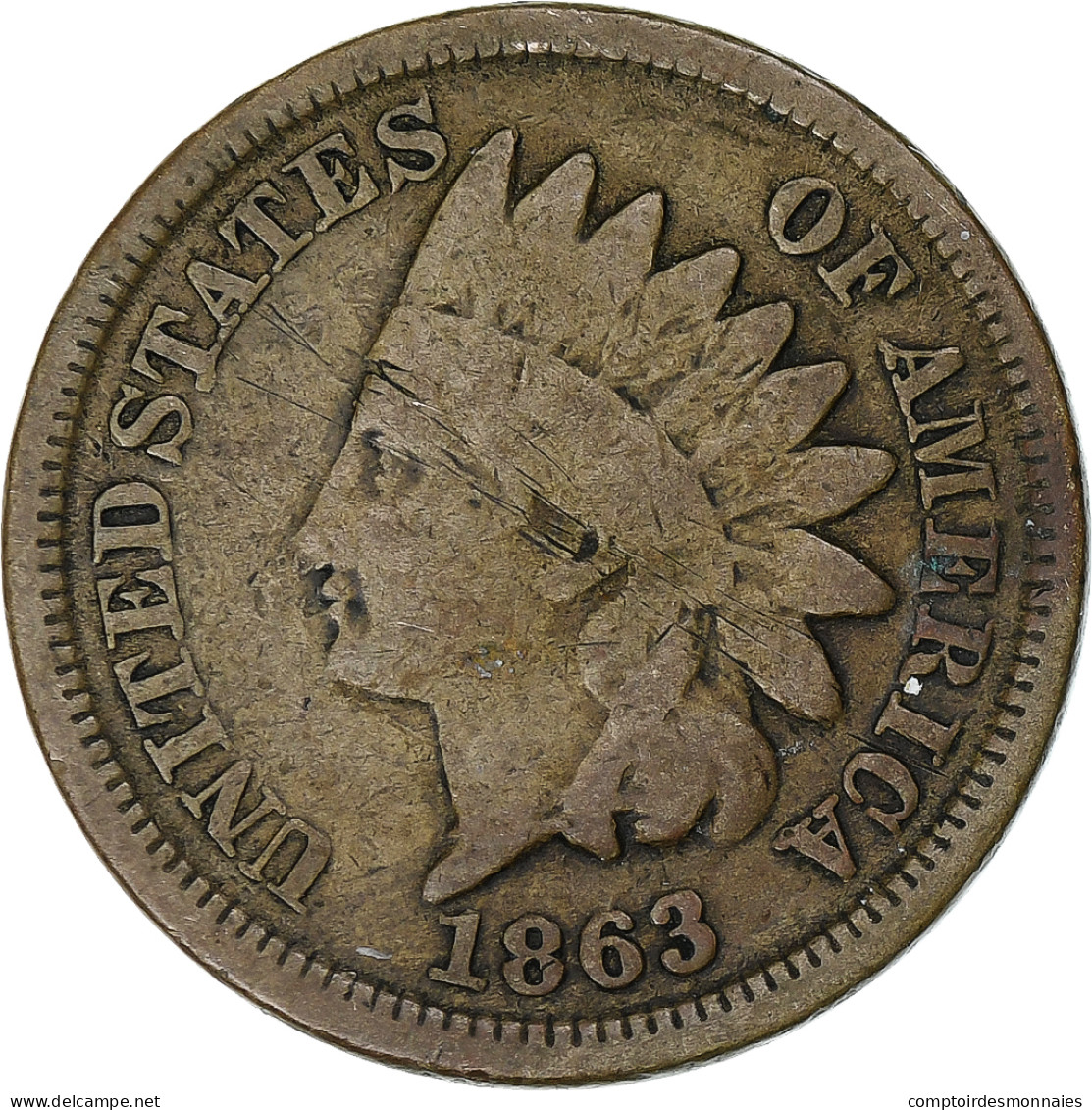 États-Unis, 1 Cent, Indian Head, 1863, Philadelphie, Cupro-nickel, TB, KM:90 - 1859-1909: Indian Head