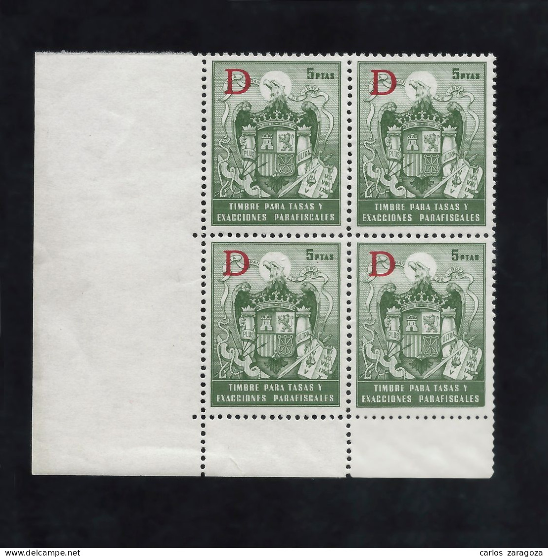 TIMBRES PARA TASAS Y EXACCIONES PARAFISCALES 5 PTAS — Sellos Fiscales Nuevos ** Bloque - Revenue Stamps