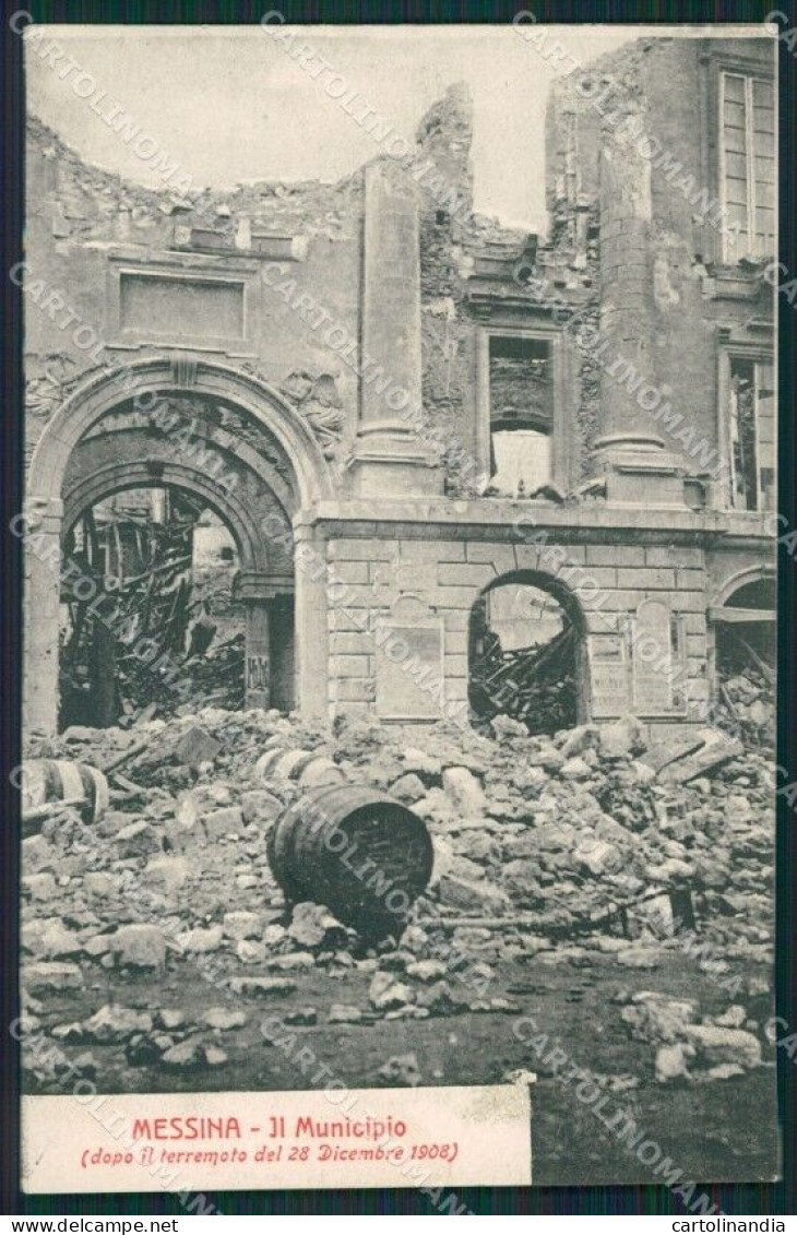 Messina Città Terremoto 1908 Municipio Cartolina XB1950 - Messina