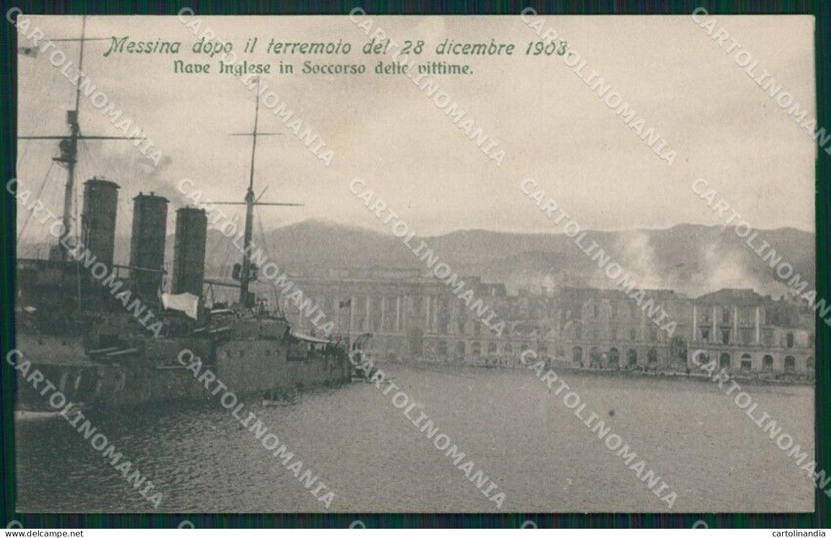 Messina Città Nave Terremoto 1908 Cartolina XB1961 - Messina