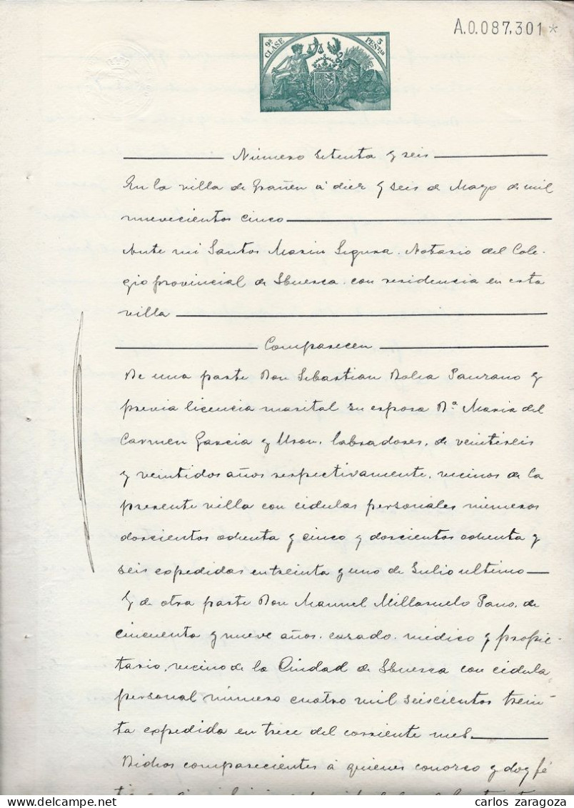 ESPAÑA 1905 — PLIEGO DE 3 Ptas, ENTERO FISCAL. Marca De Agua: TIMBRE DEL ESTADO - Fiscali