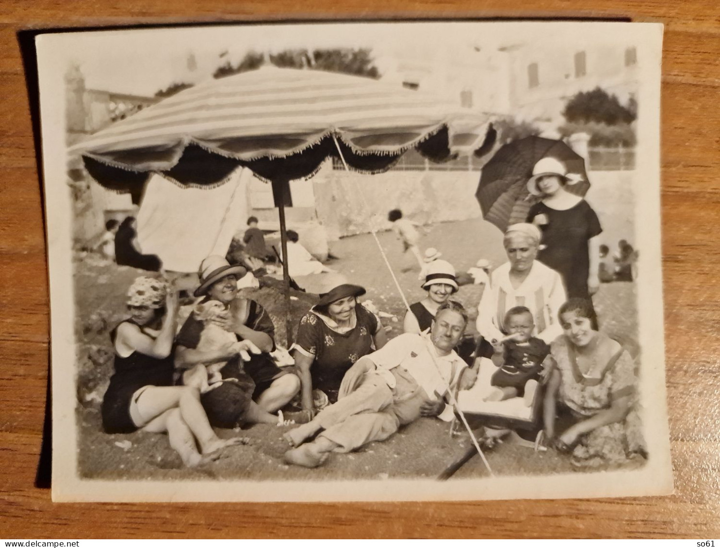 19212.   Fotografia  D'epoca Uomini Donne Femme Cane  Gruppo Mare 1926 Italia - 11x8 - Anonymous Persons