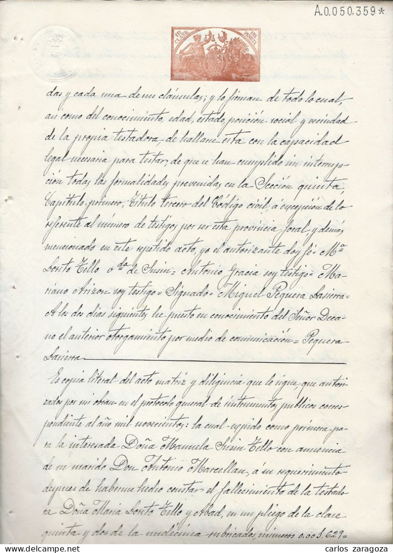 ESPAÑA 1904. PLIEGO 1 Pta. Entero Fiscal. Marca De Agua: TIMBRE DEL ESTADO - Steuermarken