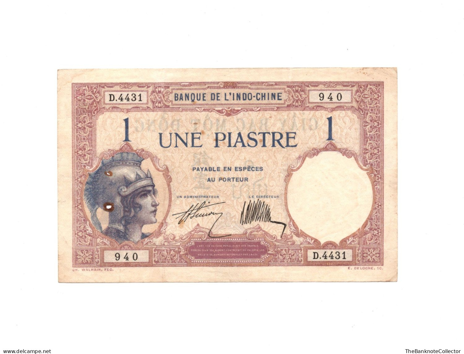 French Indochina 1 Piastre ND 1921-1939 P-48 VF - Autres - Asie