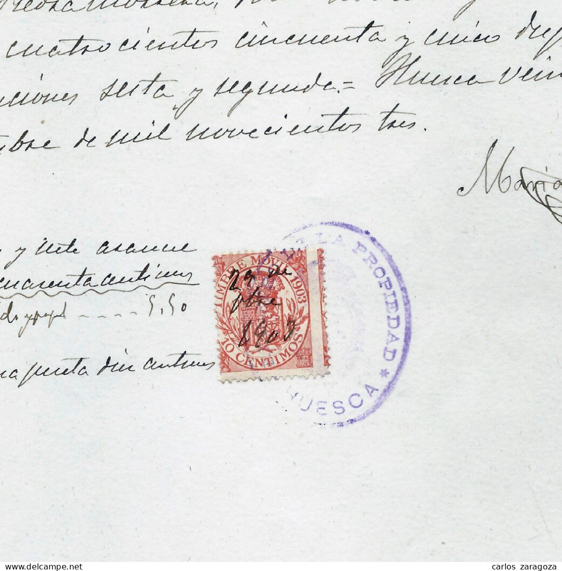 ESPAÑA 1903 TIMBRE DEL ESTADO. PLIEGO 1 Pta. Entero Fiscal + Timbre Móvil. Marca De Agua - Fiscales