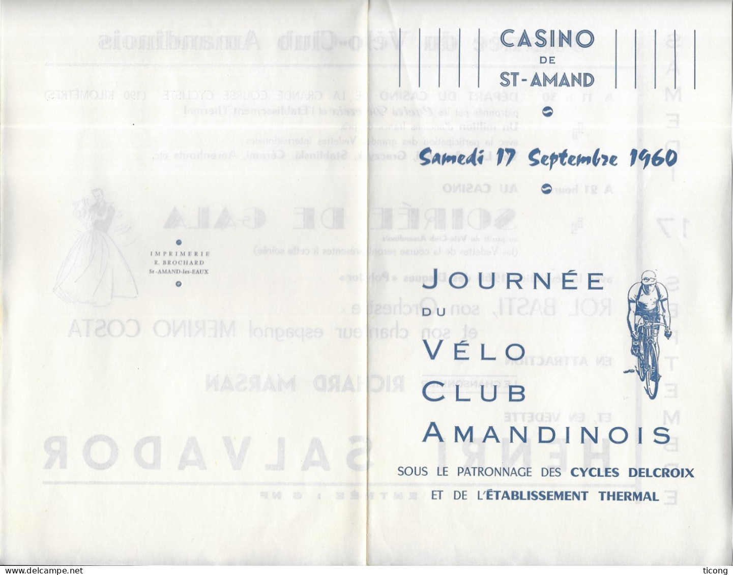 JOURNEE DU VELO CLUB AMANDINOIS SAINT AMAND LES EAUX NORD 1960 - COURSE CYCLISTE ( VAN LOY, ANQUETIL, CERAMI, STABLINSKI - Radsport