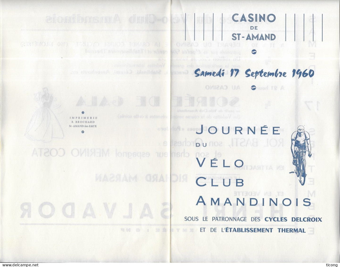 JOURNEE DU VELO CLUB AMANDINOIS SAINT AMAND LES EAUX NORD 1960 - COURSE CYCLISTE ( VAN LOY, ANQUETIL, CERAMI, STABLINSKI - Cyclisme