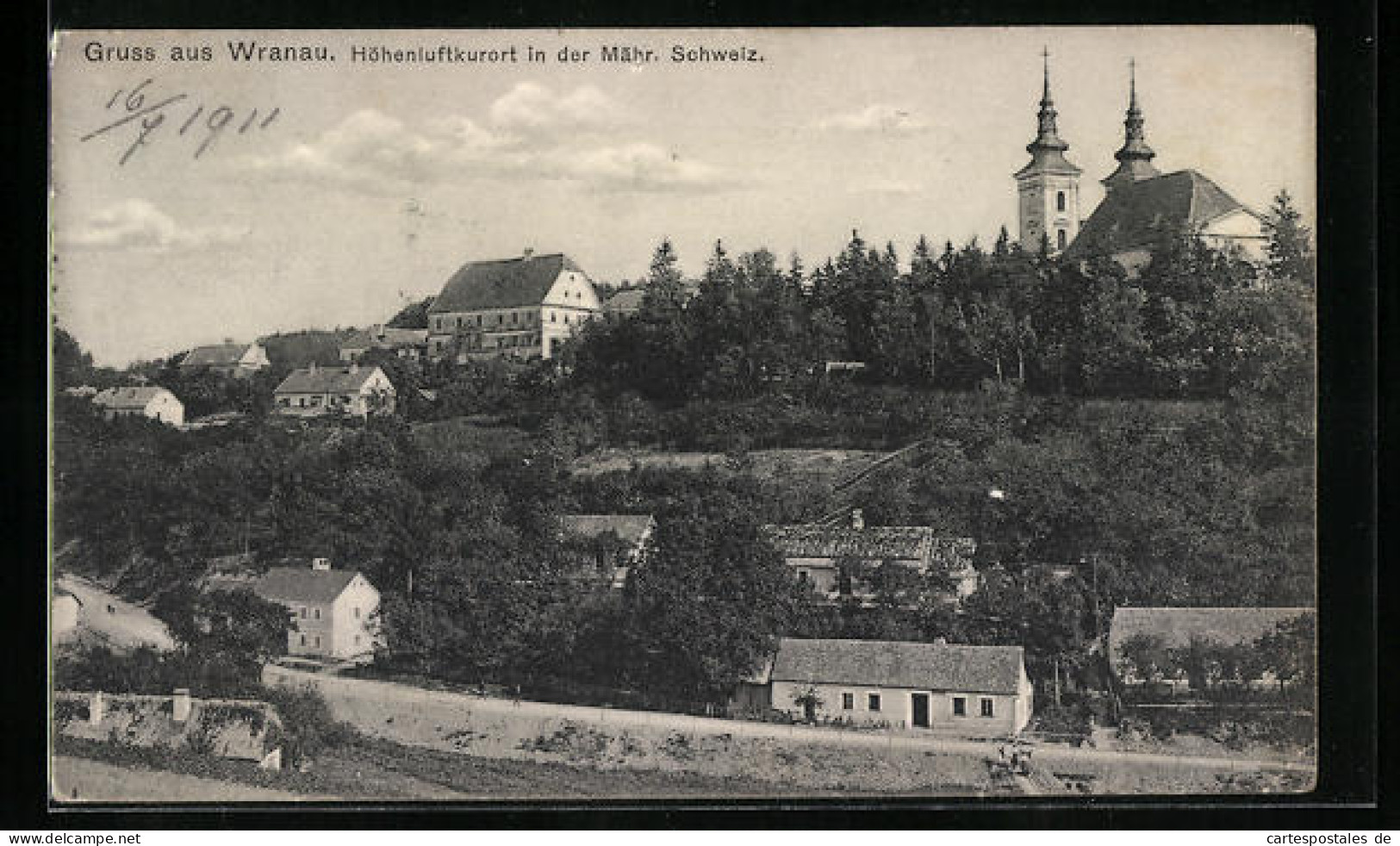 AK Wranau, Kirche Und Häuser Im Ort, Panorama  - Tschechische Republik