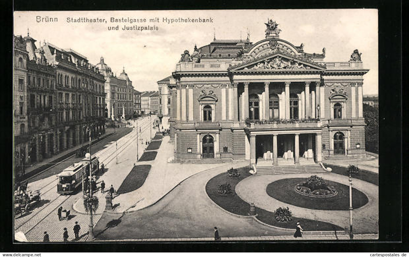 AK Brünn / Brno, Stadttheater, Basteigasse Mit Hypothekenbank  - Tchéquie