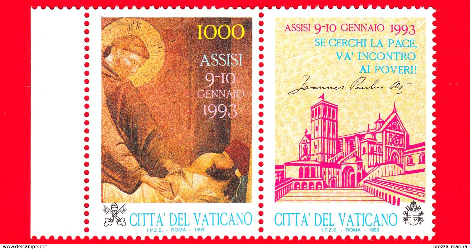 Nuovo - MNH - VATICANO - 1993 - Incontro Di Preghiera Ad Assisi Per La Pace In Europa - San Francesco E Sofferente -1000 - Ongebruikt