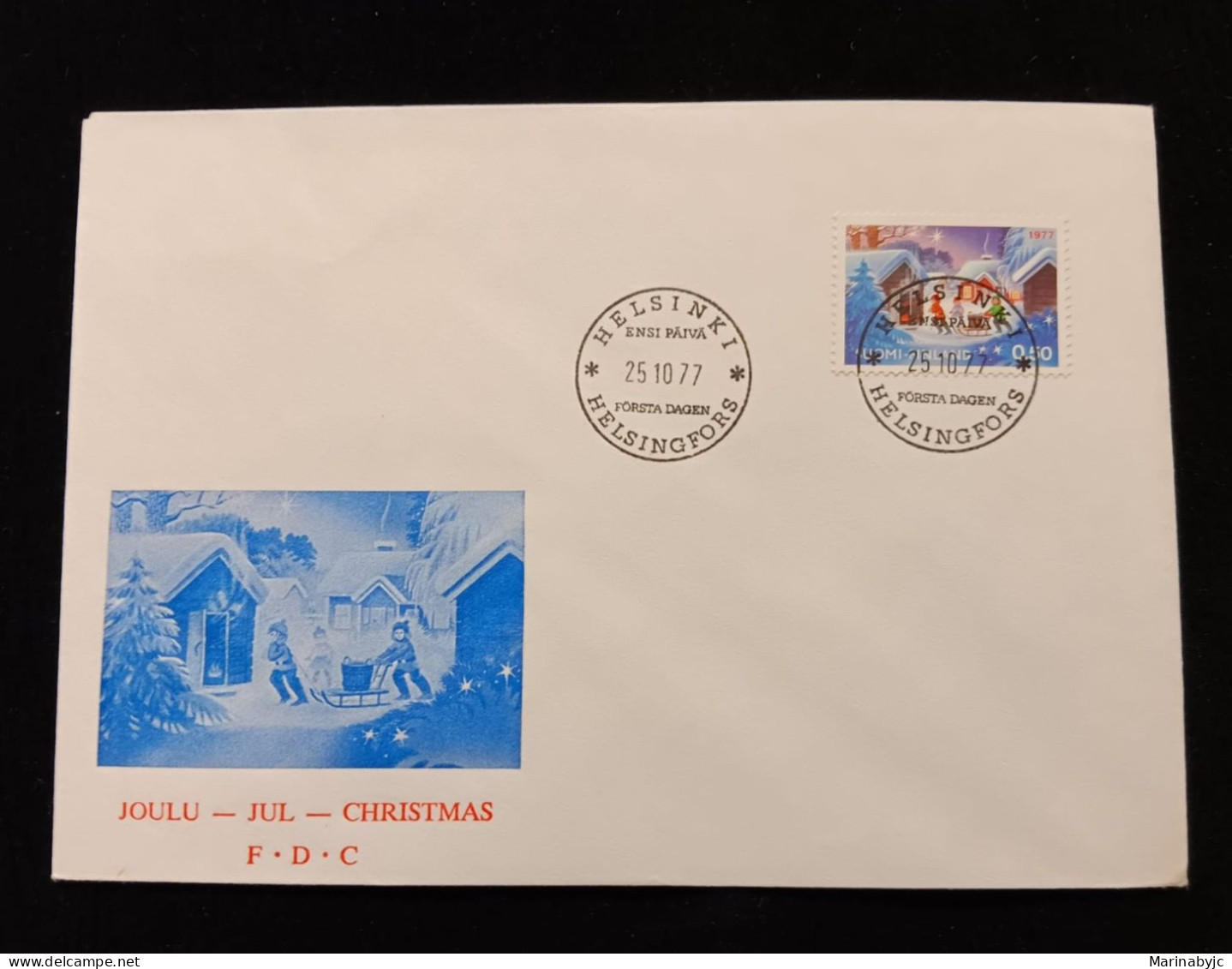 D)1977, FINLAND, FIRST DAY COVER, ISSUE, CHRISTMAS, CHILDREN PLAYING IN THE SNOW, FDC - Andere & Zonder Classificatie