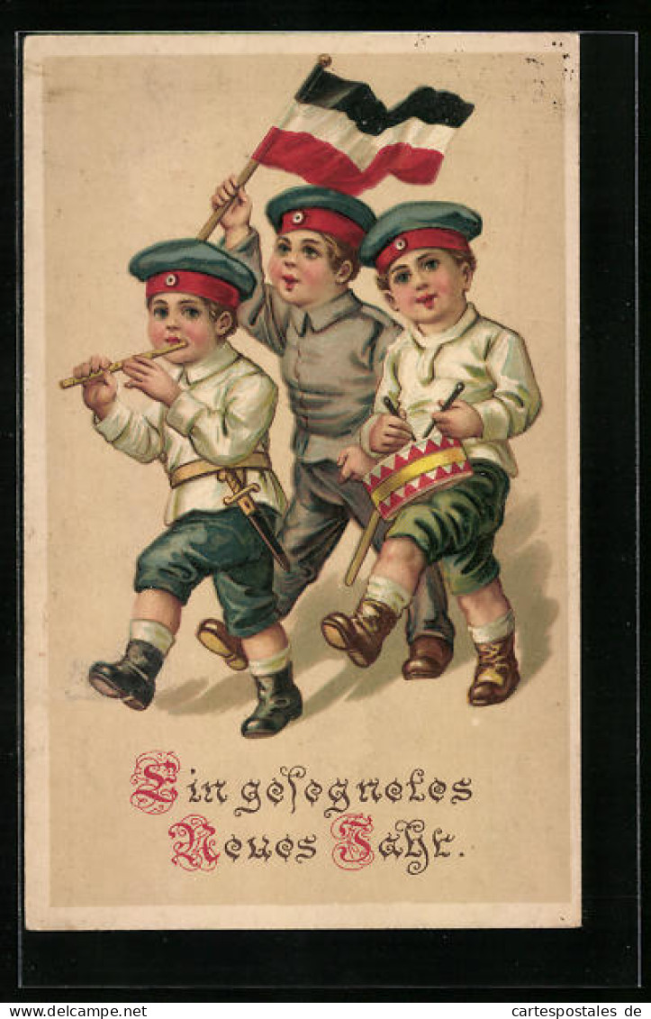 AK Kleine Soldaten Mit Trommeln Und Piccolo-Flöte  - Guerre 1914-18