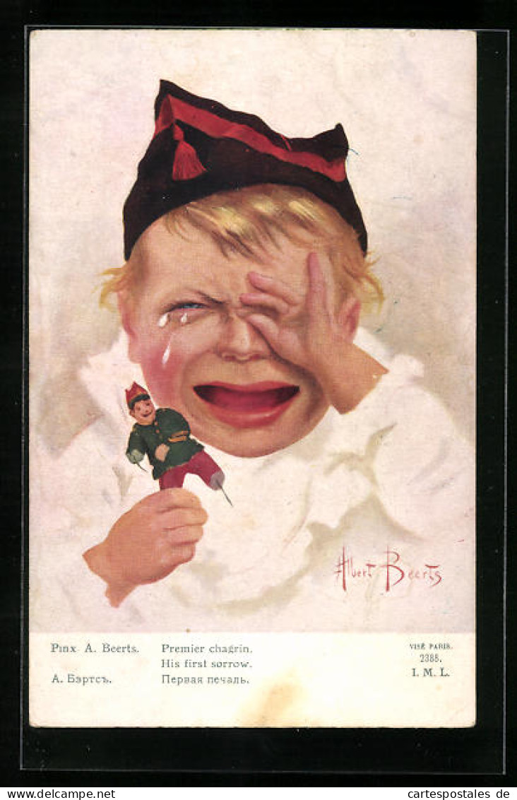 AK Weinendes Kind Mit Spielzeug-Soldat  - Guerre 1914-18