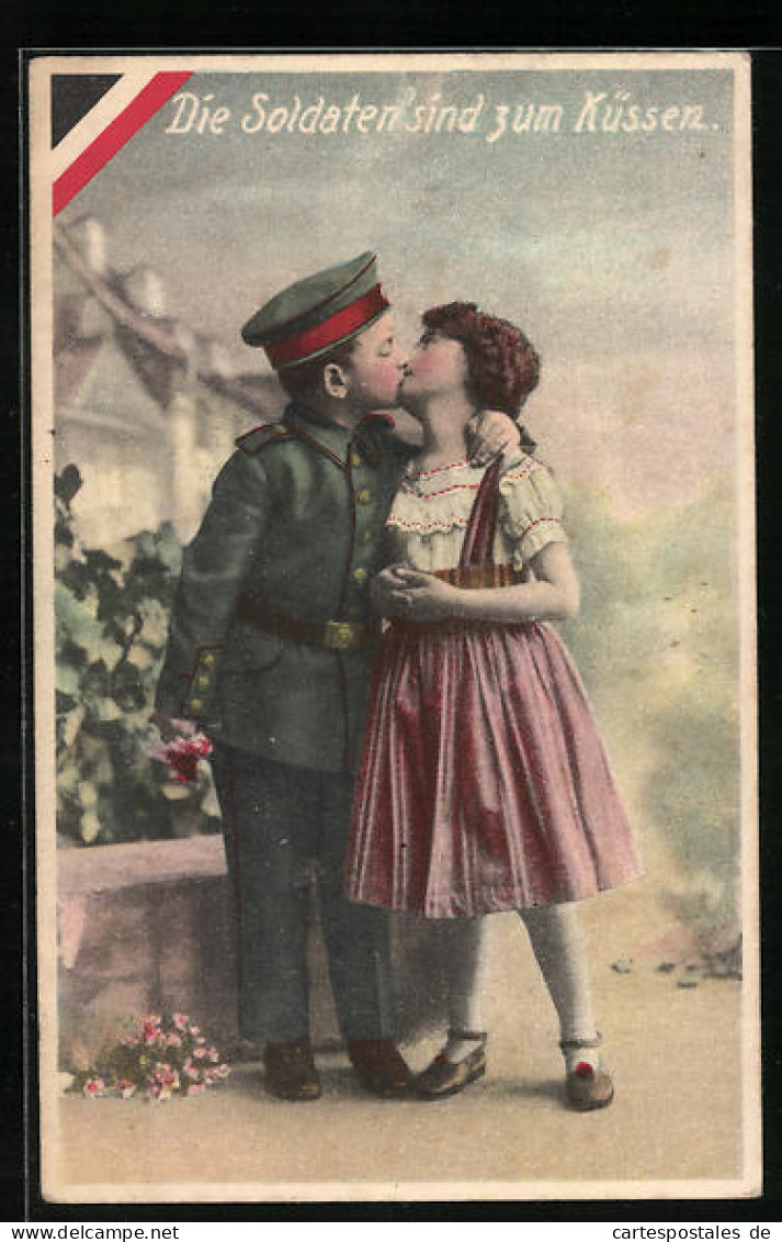AK Kleiner Soldat Küsst Seine Liebste  - Guerre 1914-18