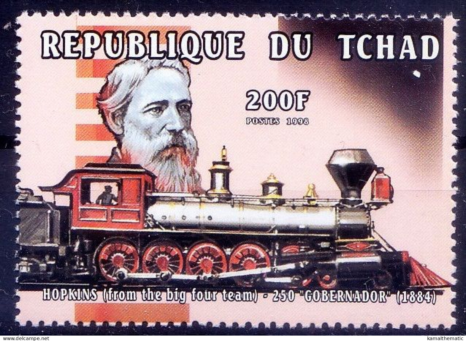 Hopkins Of Big 4 Team Build Central Pacific Railroad, Train, Chad 1998 MNH - Treni