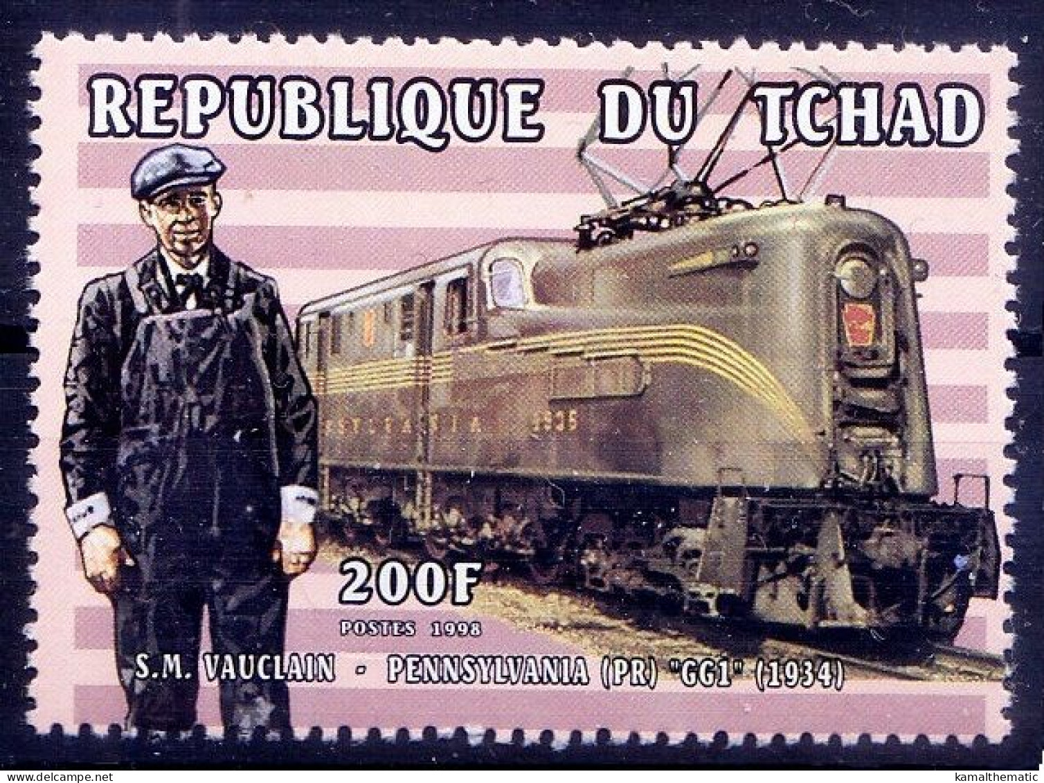 S. M. Vaucilain Invented Compound Steam Locomotive, Train, Railways, Chad 1998 MNH - Trains