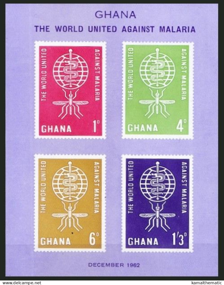 Ghana 1962 MNH Imperf SS, Malaria, Mosquito, Medicine, Disease - Enfermedades