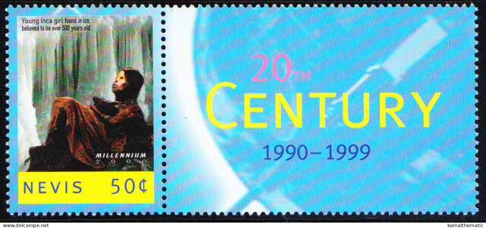 Nevis 2000 MNH, 500 Yr. Old Inca Girl Found In ICE Mount Ampato, Peru Anthropologist - Archaeology