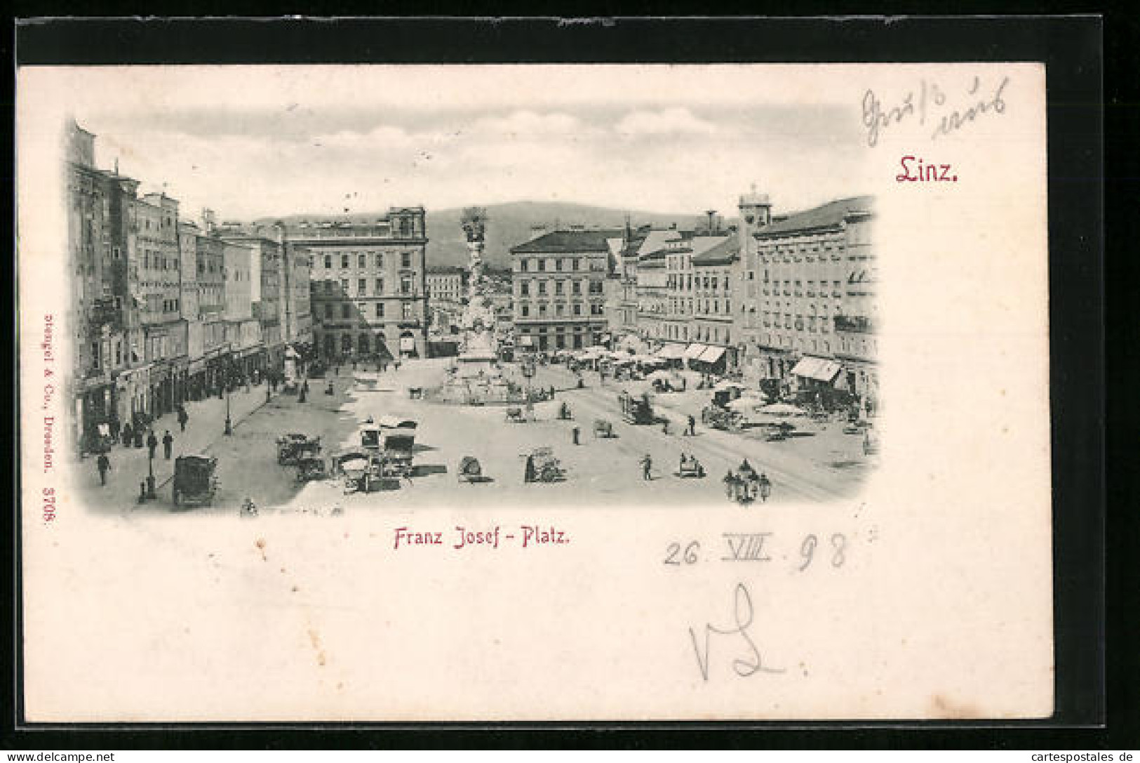 AK Linz, Franz Josef-Platz Mit Geschäften Und Denkmal  - Altri & Non Classificati