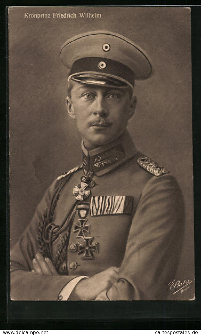 AK Kronprinz Wilhelm Von Preussen Mit Schirmmütze  - Royal Families