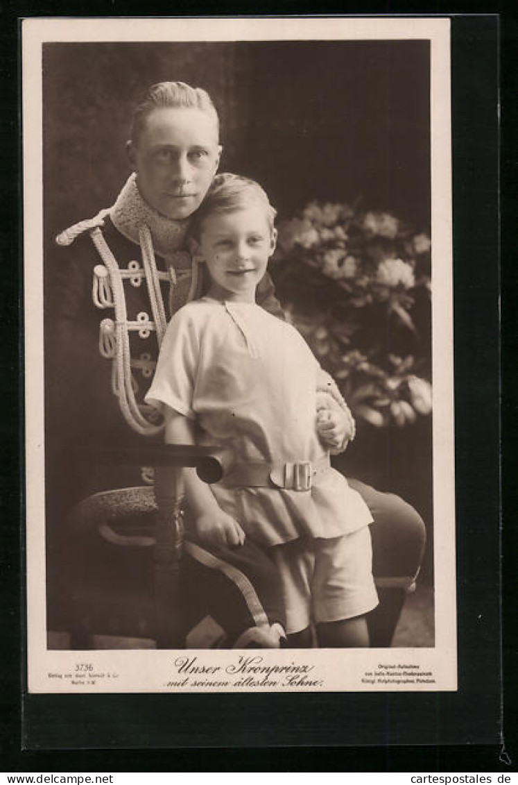 AK Kronprinz Wilhelm Von Preussen Mit Seinem ältesten Sohne  - Royal Families