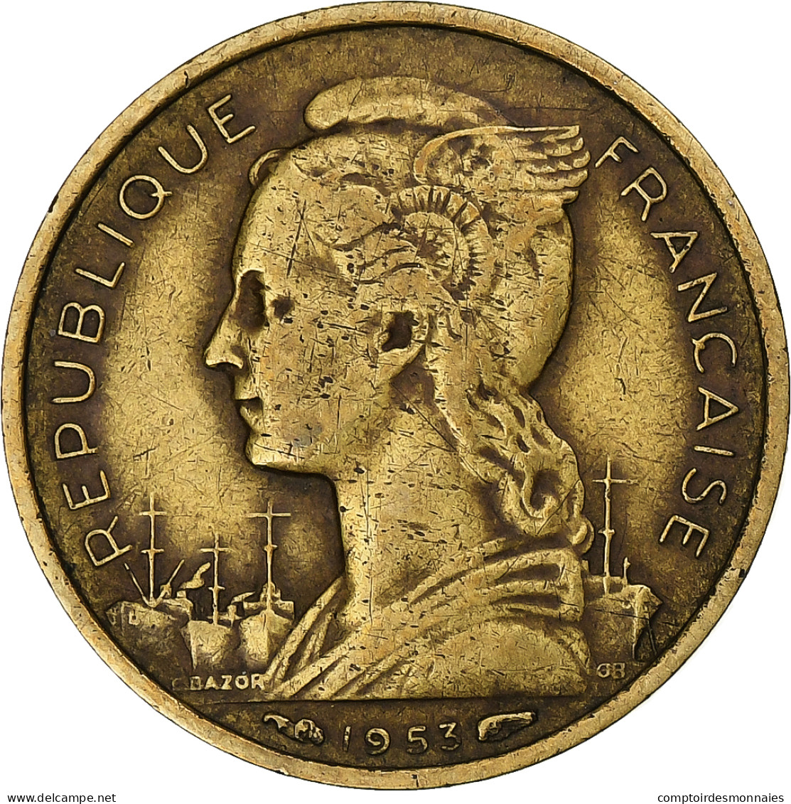 France, Madagascar, 10 Francs, 1953, Paris, Bronze-Aluminium, TTB, KM:6 - Autres & Non Classés