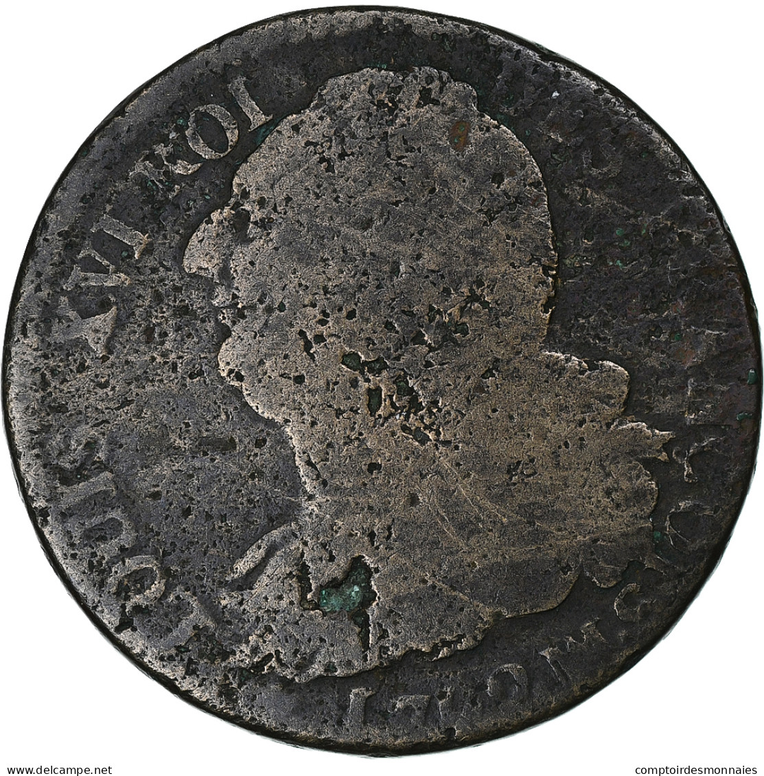 France, Louis XVI, 2 Sols, 1792 / AN 4, Marseille, Bronze, B, Gadoury:25 - Otros & Sin Clasificación