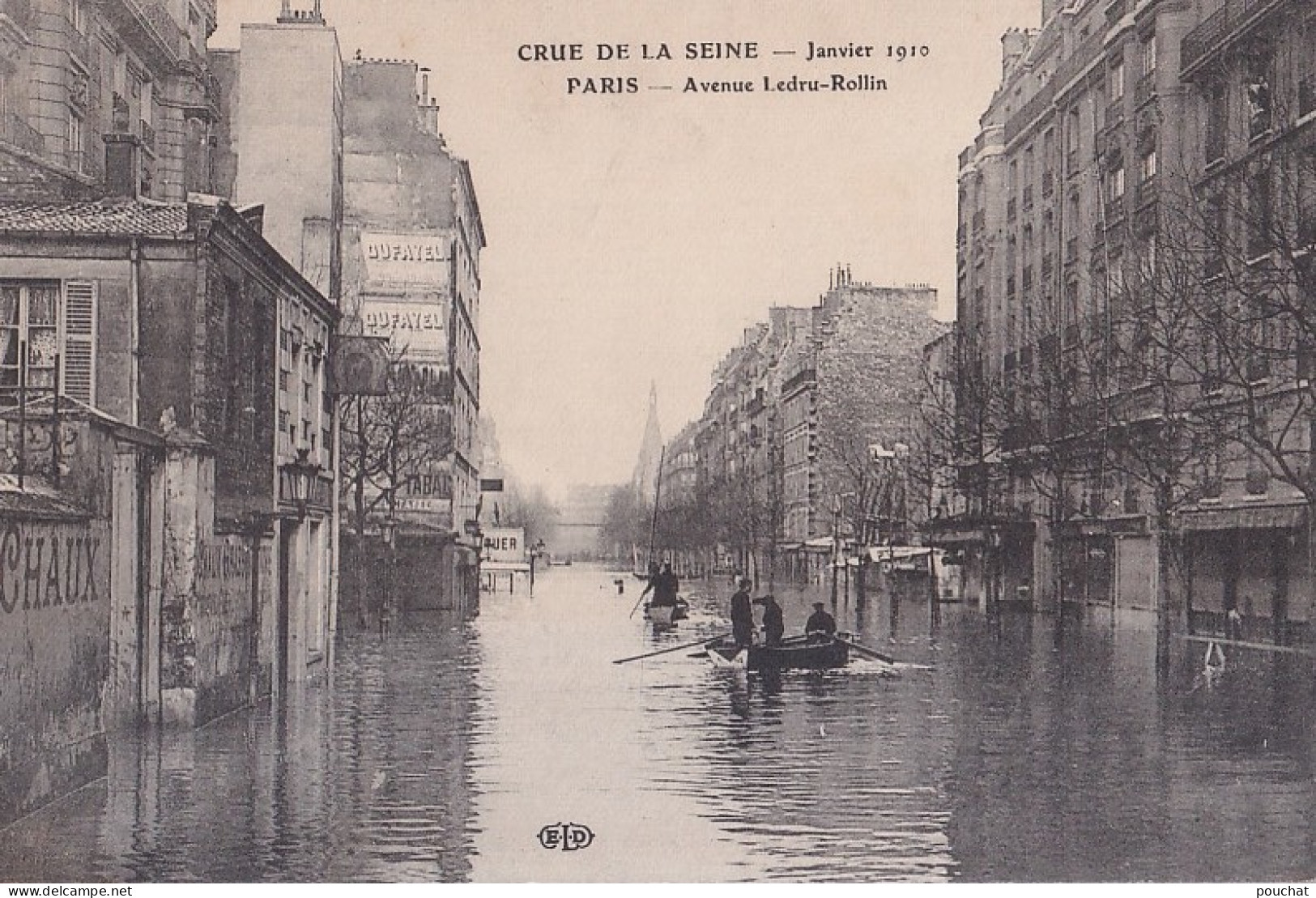 C5-75) PARIS - CRUE DE LA SEINE - JANVIER 1910 - AVENUE LEDRU ROLLIN - ANIMATION  - HABITANTS - ( 2 SCANS ) - Paris Flood, 1910