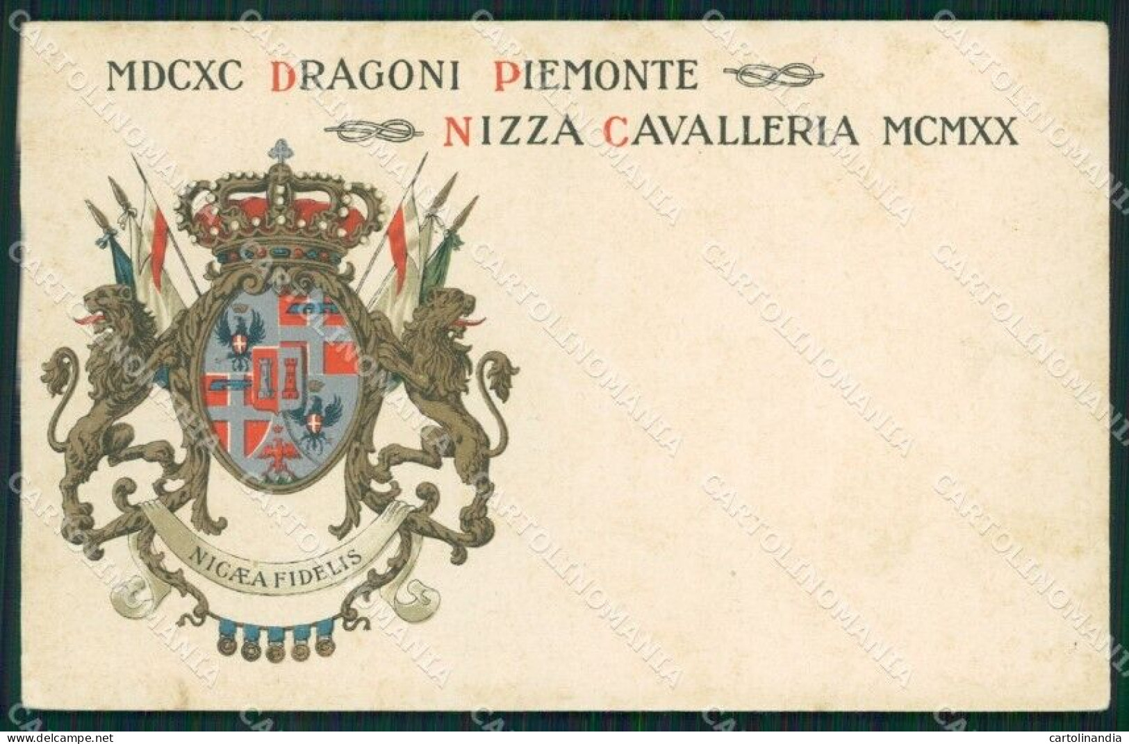 Militari I Reggimento Nizza Cavalleria Dragoni Piemonte Cartolina XF1814 - Régiments