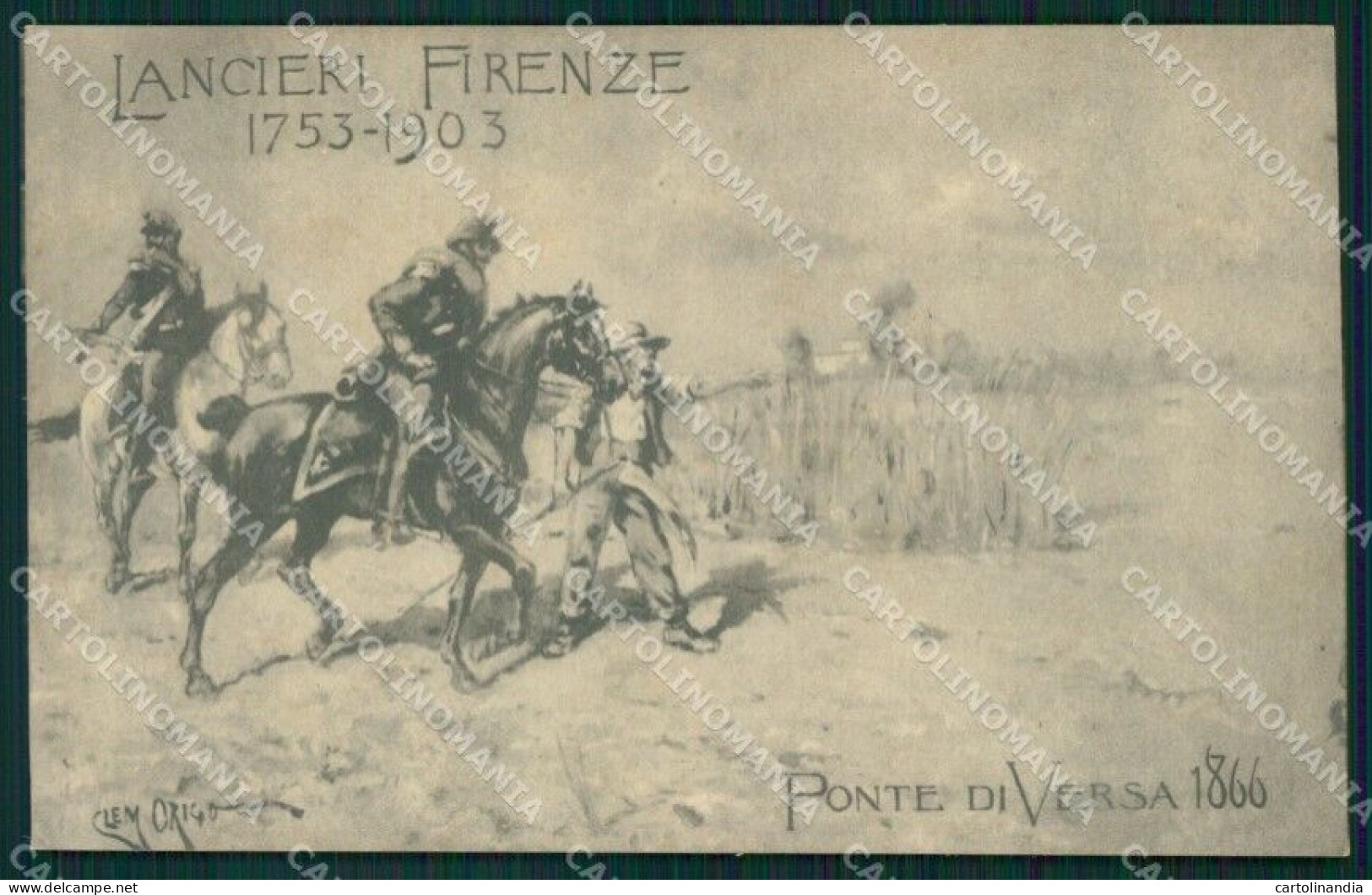 Militari IX Lancieri Firenze Ponte Versa 1906 Origo Cartolina XF2205 - Régiments