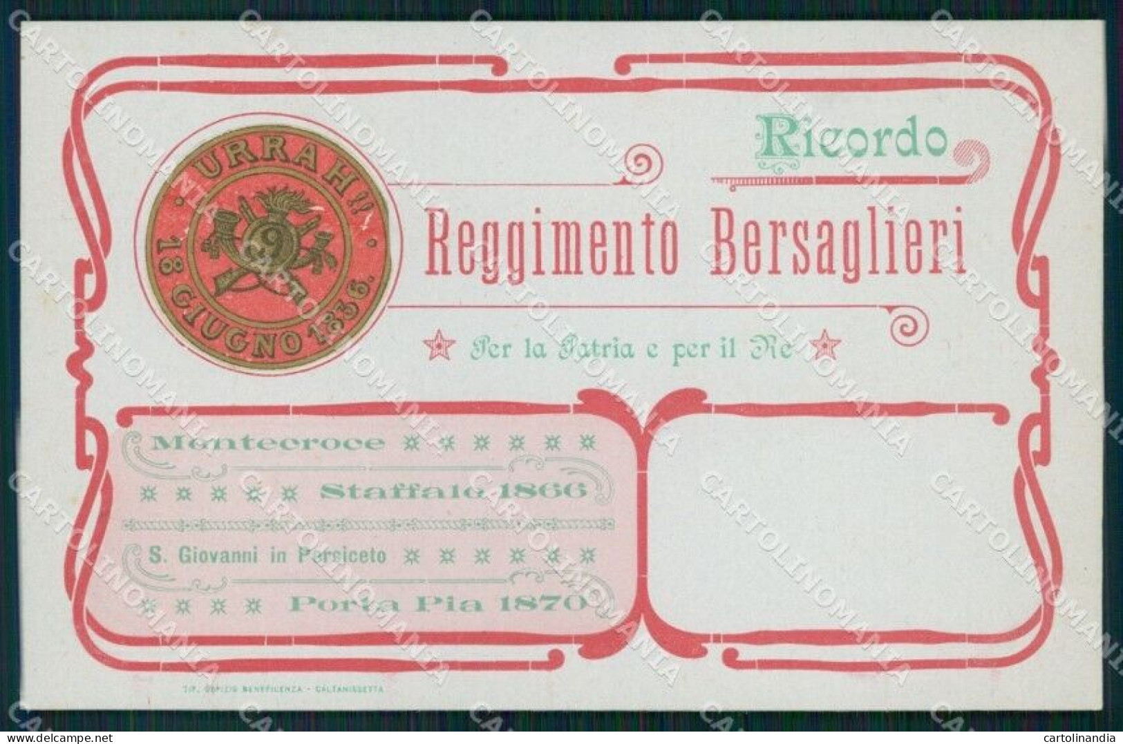 Militari IX Reggimento Bersaglieri San Giovanni Persiceto Cartolina XF1356 - Régiments