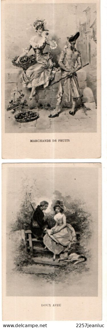 2 C Précurseur * Couples & Chien Et Marchande De Fruits - Schilderijen