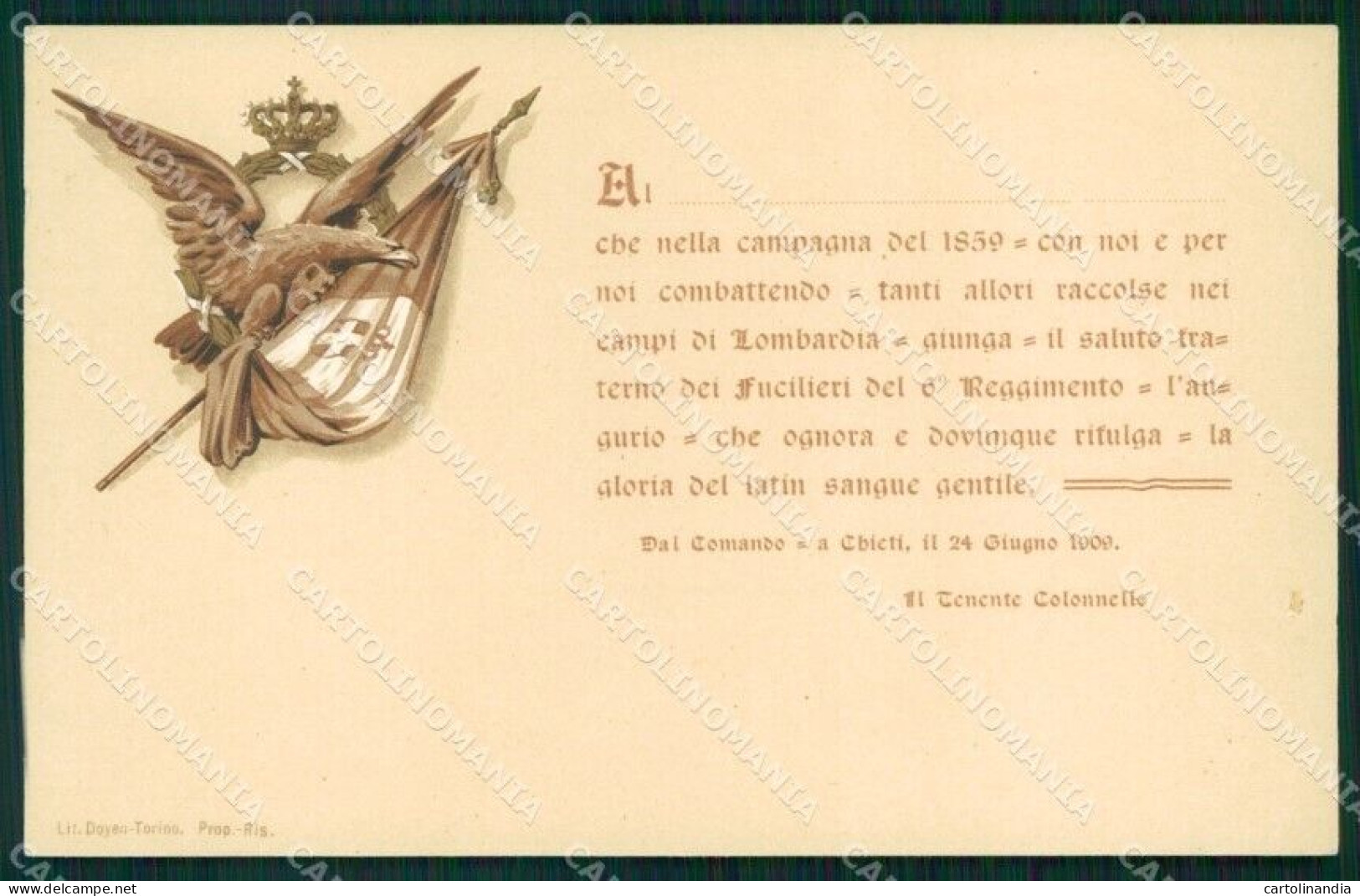 Militari VI° Reggimento Fanteria Chieti Fucilieri Aosta Cartolina XF4294 - Régiments