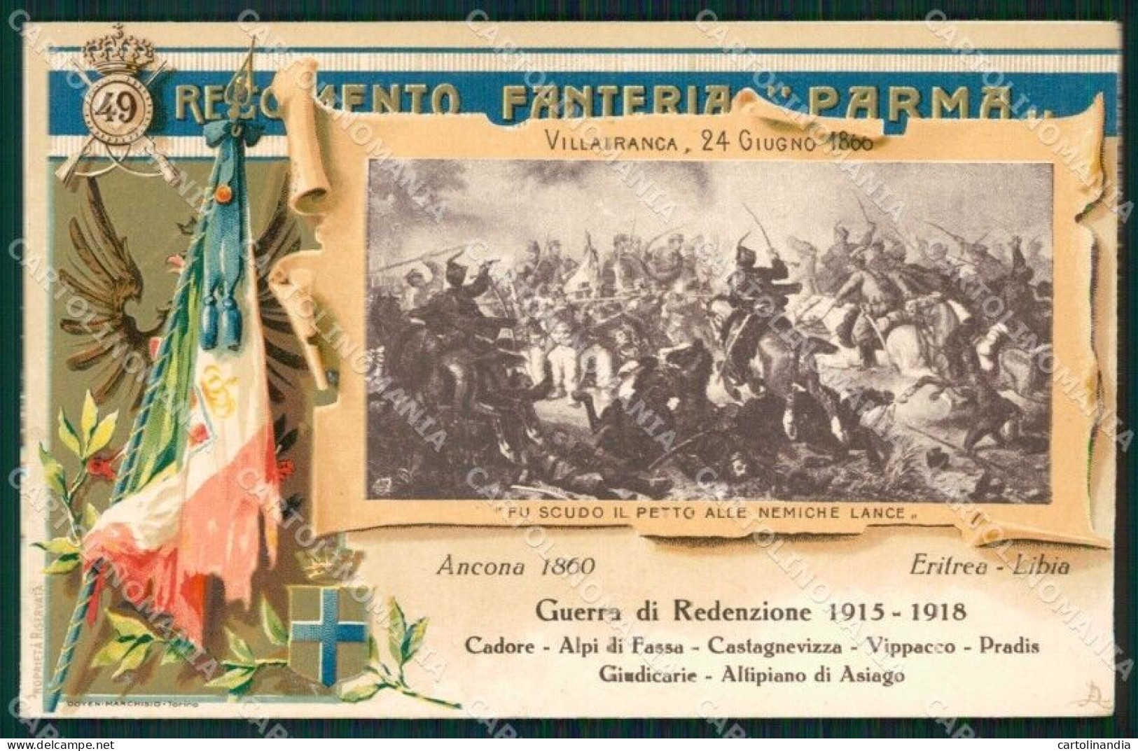 Militari 49º Reggimento Fanteria Villafranca 1915 1918 Cartolina XF4989 - Régiments