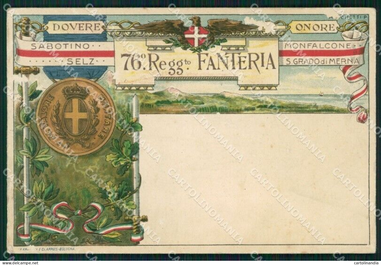 Militari 76º Reggimento Fanteria Sabotino Monfalcone ABRASA Cartolina XF5432 - Regimientos