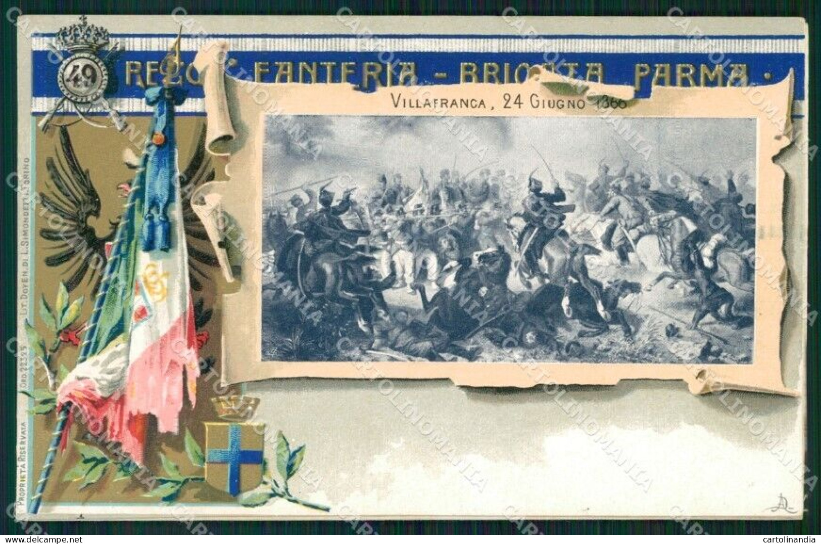 Militari 49º Reggimento Fanteria Villafranca Doppia Cartolina XF4990 - Regimenten