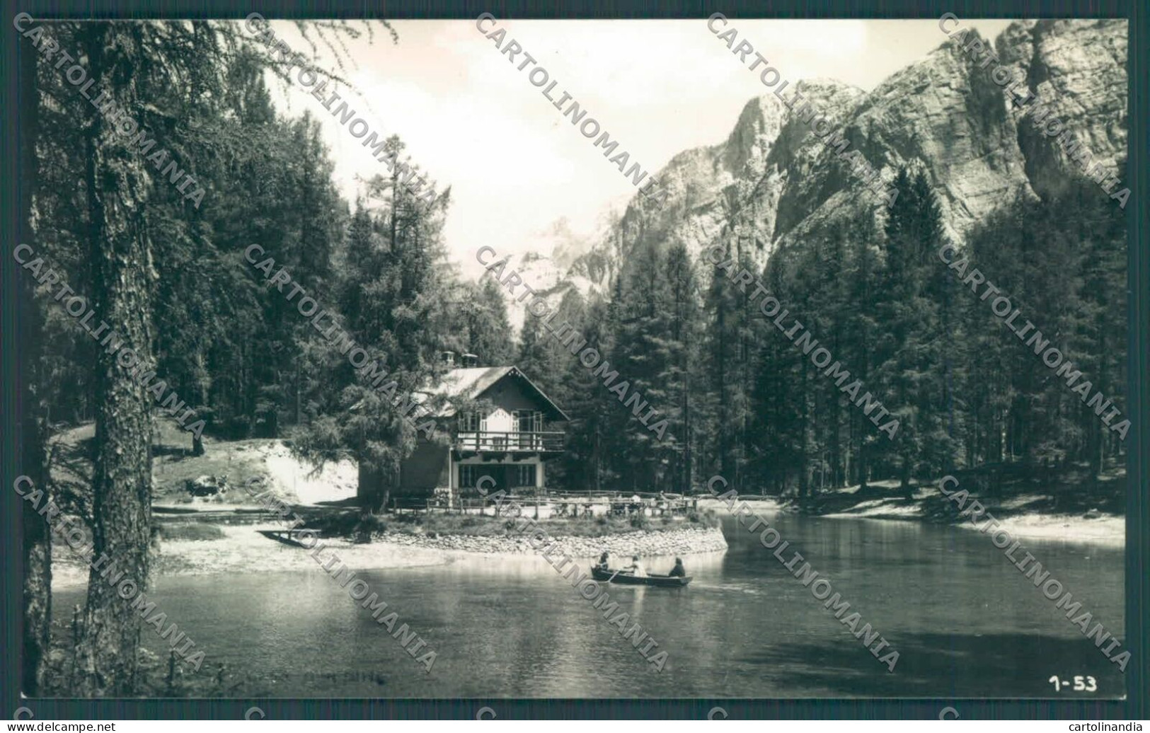 Belluno Cortina D'Ampezzo Lago Ghedina Barca Foto Cartolina ZC4709 - Belluno