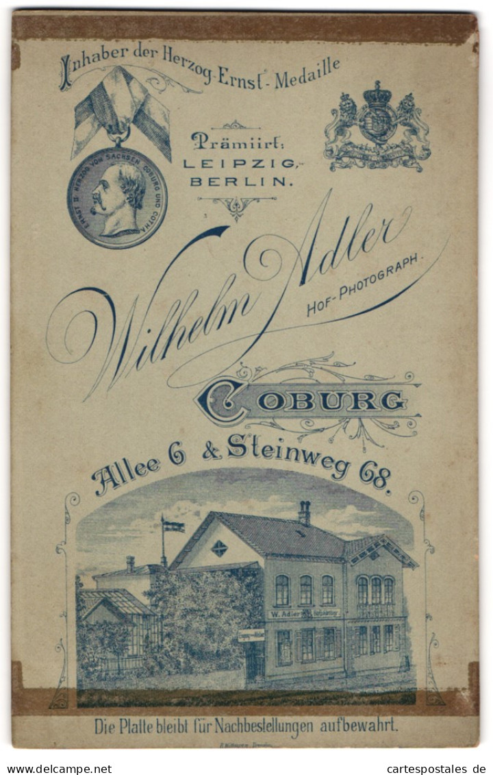 Fotografie Wilhelm Adler, Coburg, Allee 6, Ansicht Coburg, Blick Auf Das Fotoatelier, Königliches Wappen  - Places