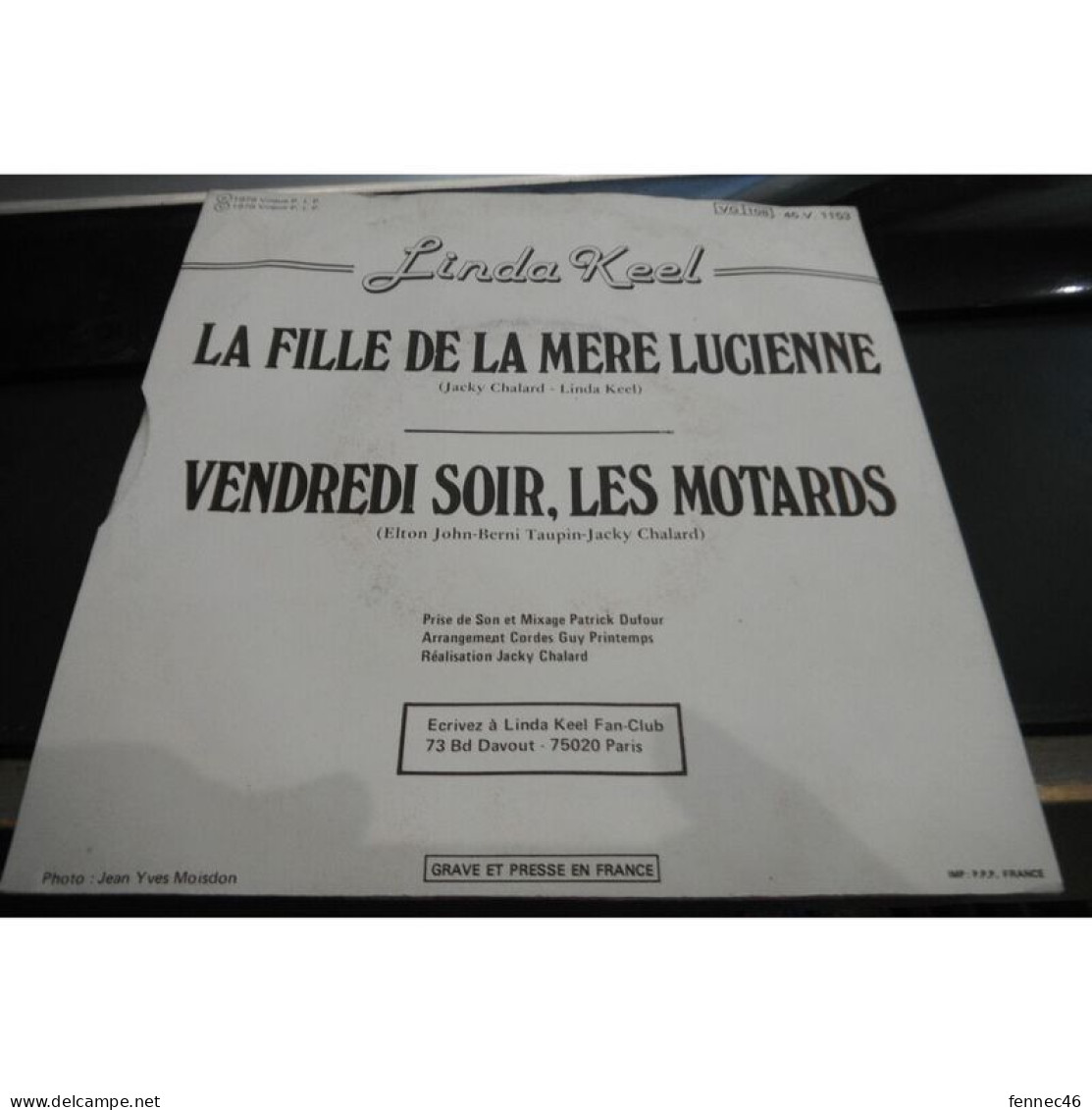 * Vinyle 45t -   LINDA KEEL -  La Fille De La Mère Lucienne - Vendredi Soir Les Motards - Otros - Canción Francesa