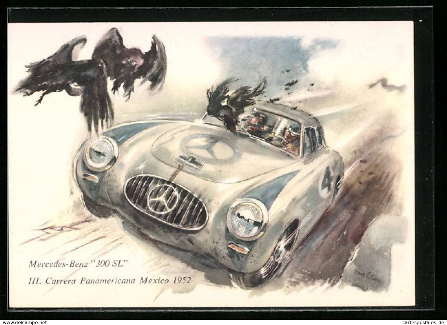 Künstler-AK Gruss Aus Stuttgart, Mercedes-Benz 300 SL, III. Carrera Panamericana Mexico 1952  - Sonstige & Ohne Zuordnung