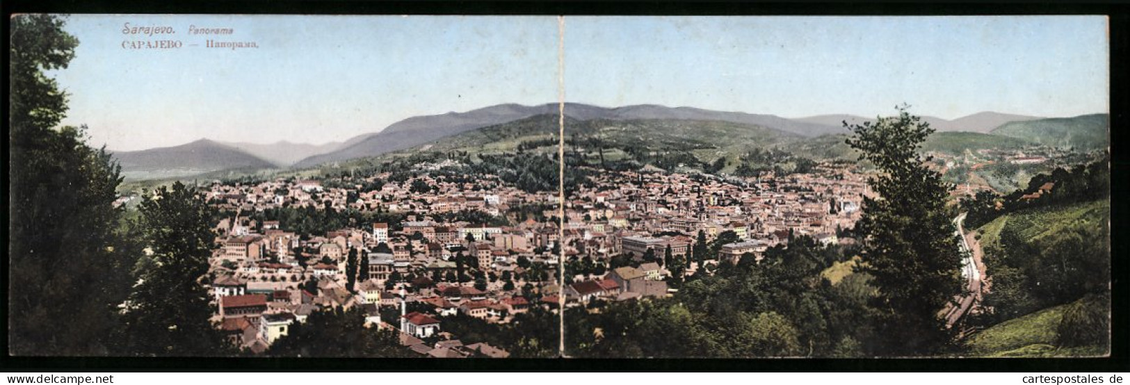 Klapp-AK Sarajevo, Panoramablick Auf Die Stadt  - Bosnien-Herzegowina