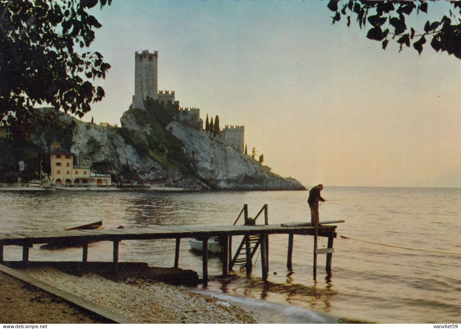 MALCESINE-VERONA-LAGO DI GARDA-TRAMONTO  CARTOLINA VERA FOTOGRAFIA-NON VIAGGIATA - Verona