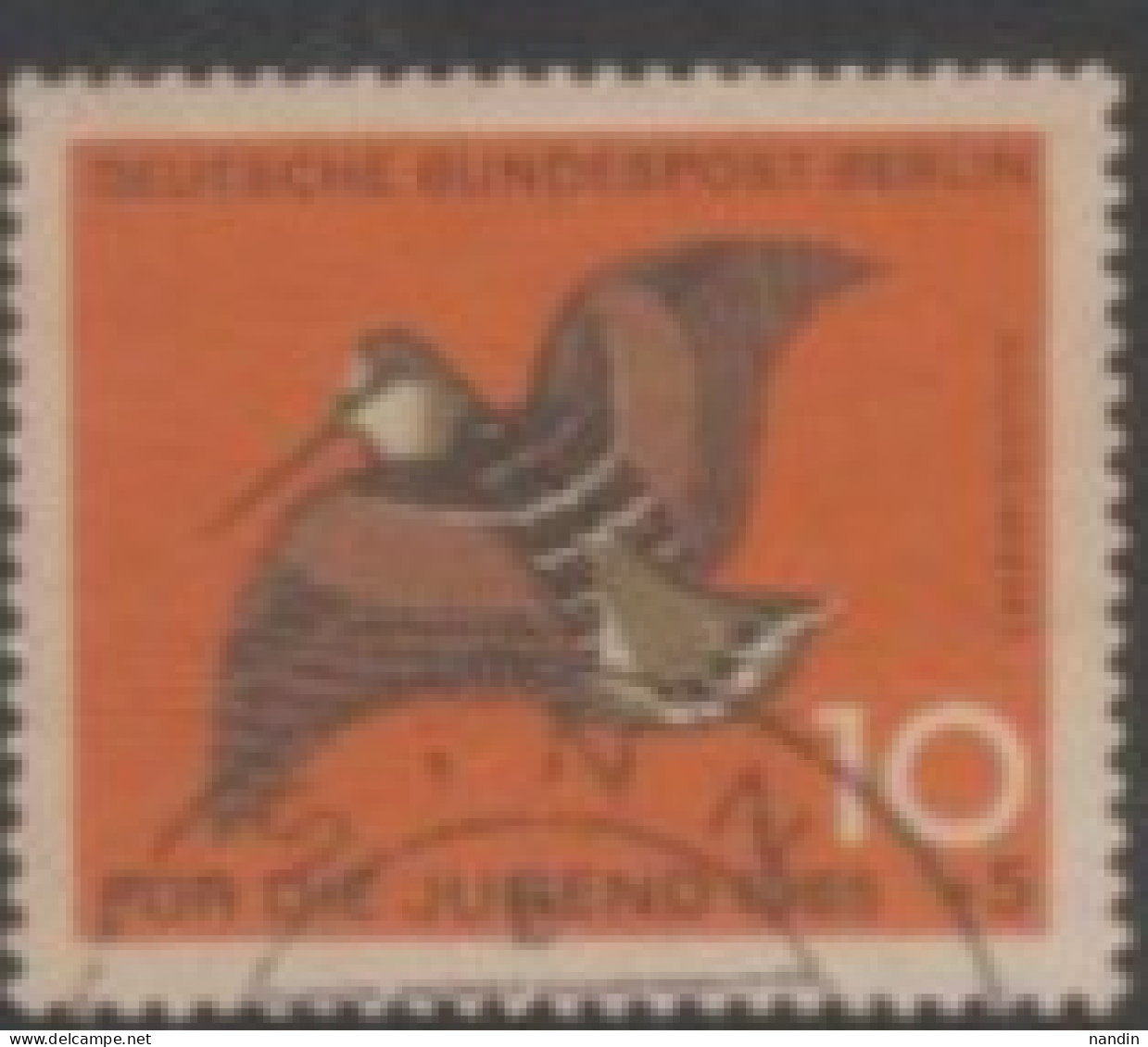 1965 GERMANY  USED STAMPS ON BIRDS/ /Youth/Fauna/Scolopax Rusticola-Eurasian Woodcock - Picotenazas & Aves Zancudas