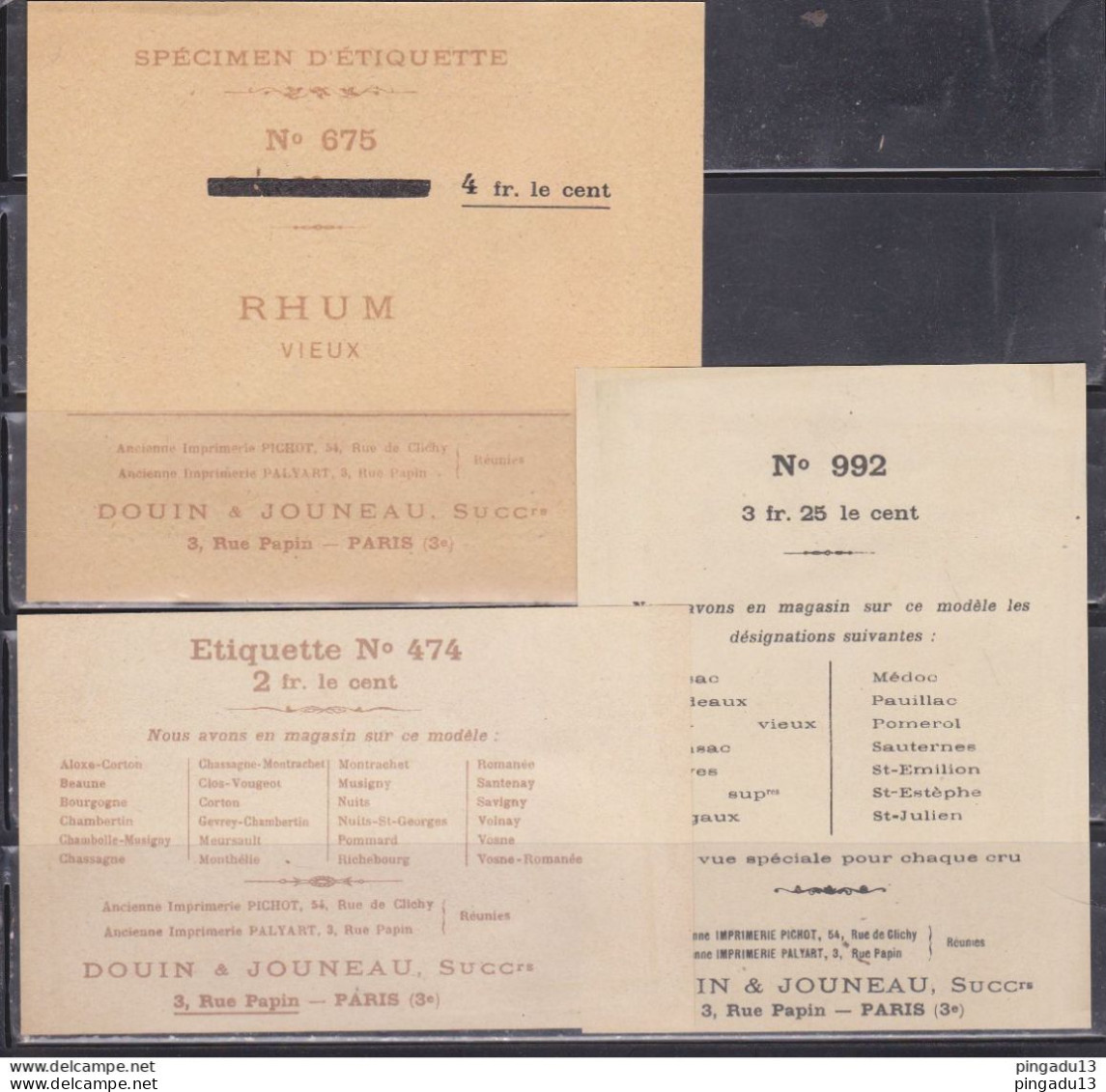 Prix Courant Année 1923 Douin Jouneau étiquette Vin Alcool Rhum ... Pour Mourre Berlioux Distillateur Marseille - Landbouw