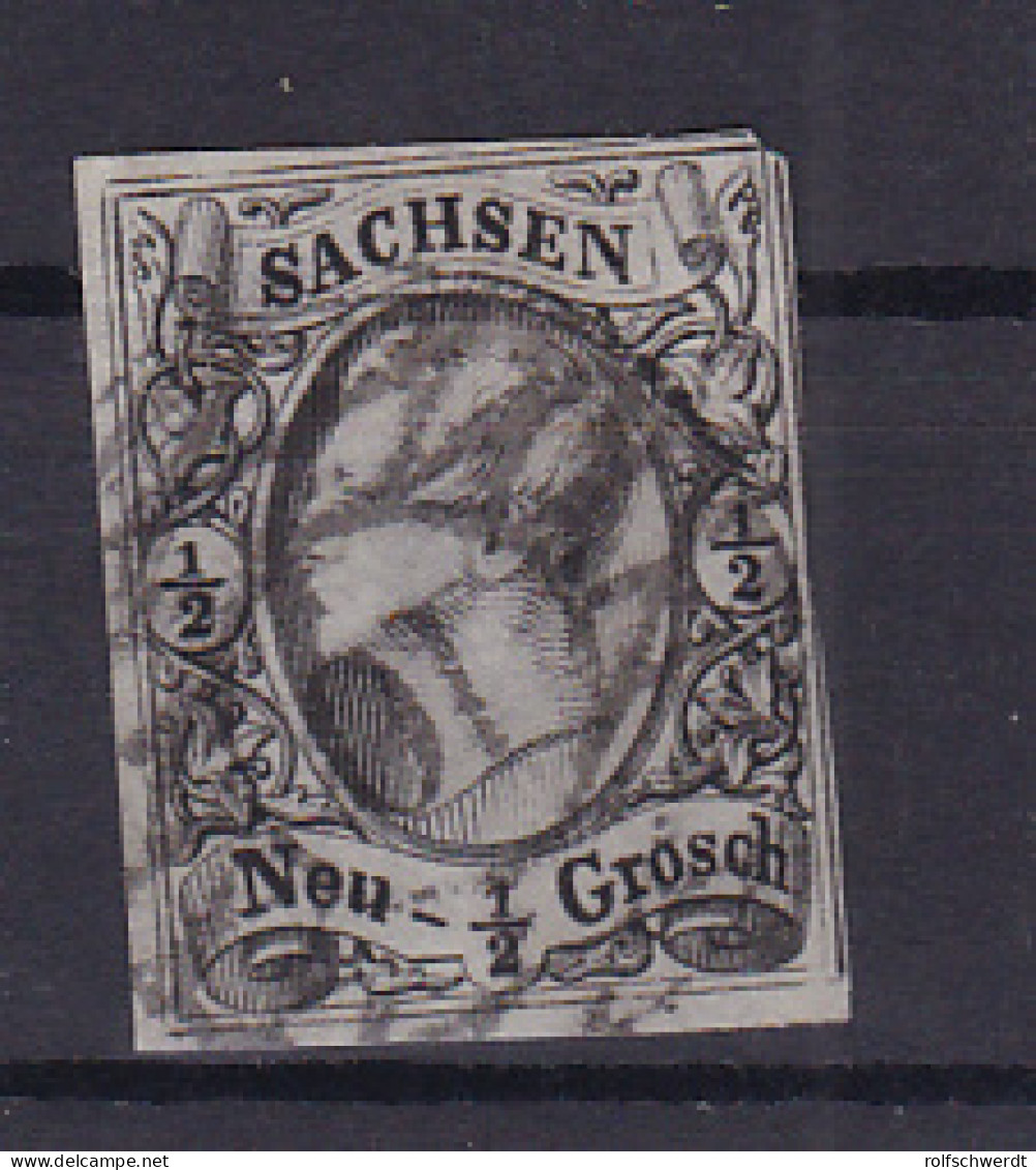 König Johann I ½  Ngr. Mit Nummernstempel 10 (= Annaberg) - Sachsen