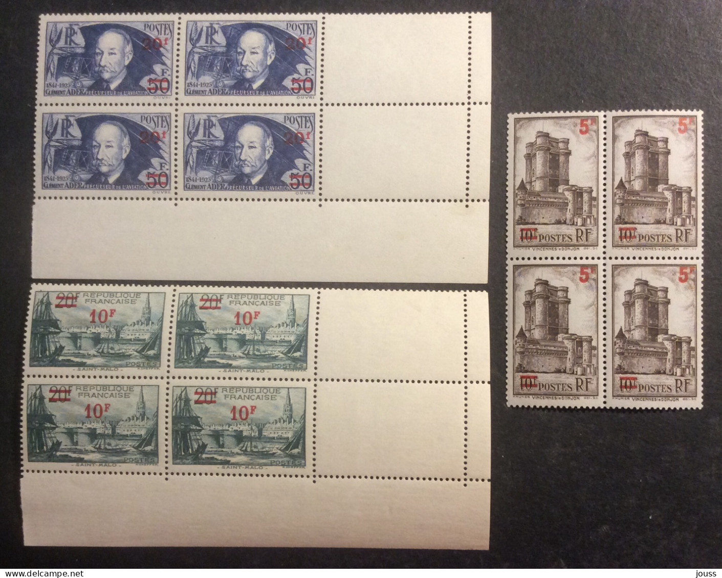 558S(1) Ader Vincennes Saint Malo 489 488 487 Neuf ** Bloc De 4 BDF (357€) - Unused Stamps