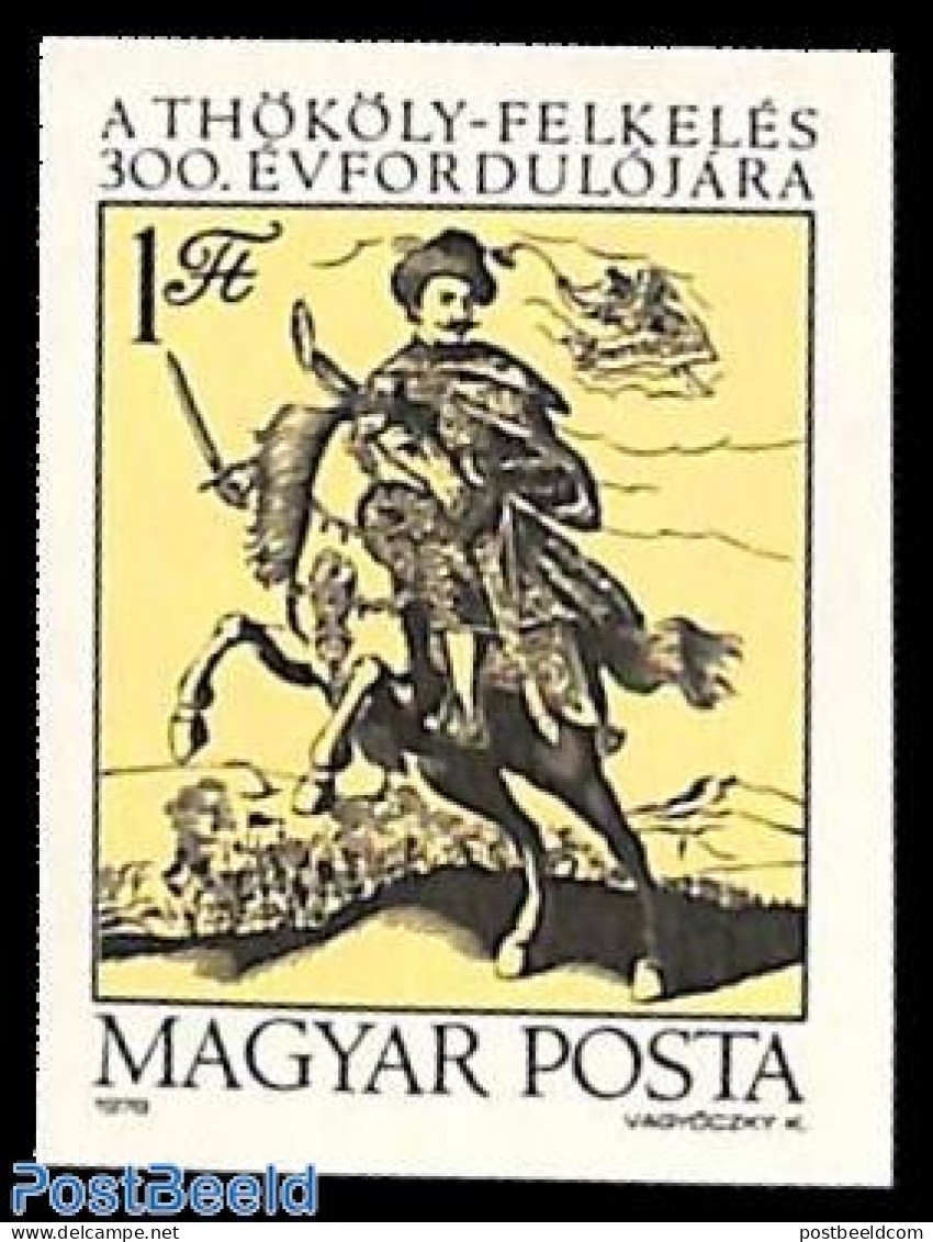 Hungary 1978 Thokoly Uprising 1v Imperforated, Mint NH, Nature - Horses - Unused Stamps